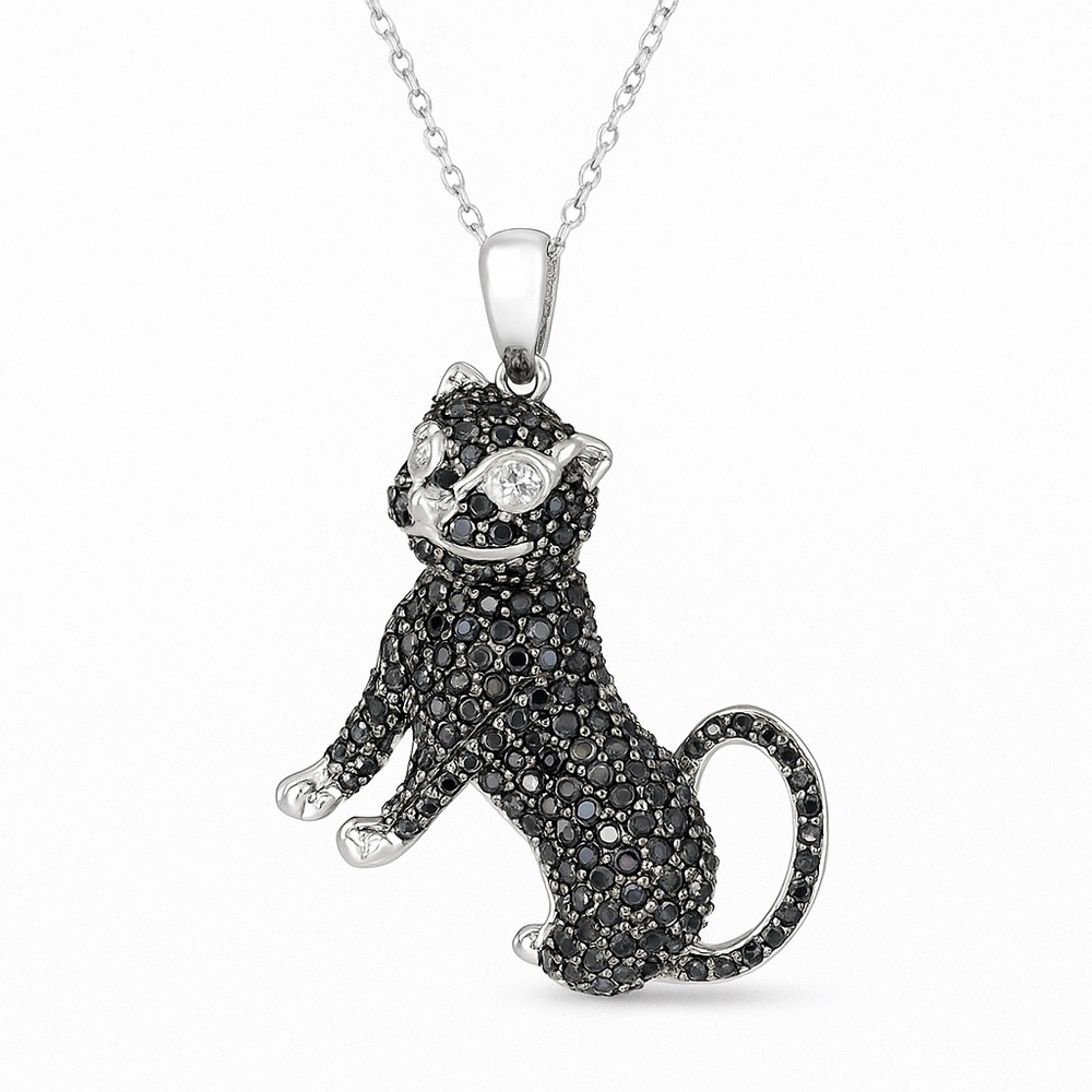 Black & Sterling Silver Panther Necklace 🐈‍⬛